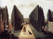 unknow artist Hartwell House,Topiary alleys behind the wilderness and William iii Column oil painting on canvas